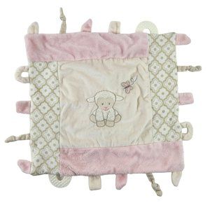 Maison Chic Lamb Lovey Security Blanket Teether Crinkle Pink Cream Sheep 2014